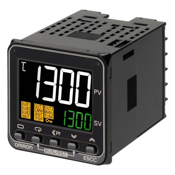E5CCQX3A5M001 OMRON TEMP CONTROLLER PRO 1/16DIN (48x48mm) 12VDCPULSE IUT 3 AUX EVT. I/P2 BURNOUT SS FAI L 110-240VAC