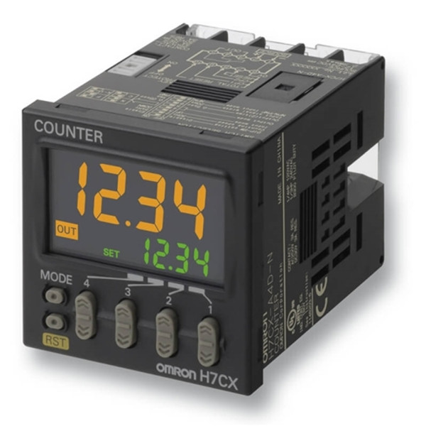 H7CXA4N OMRON COUNTER 1/16DIN 48X48MM IP664 PRESET & ACTUAL COUNT DIGITS MULTIFUNC TION 1-STAGE & TOTAL SPST-NO 3A RELAY OU TPUT 100-240VAC SUPPLY 12VDC AUX SUPPLY