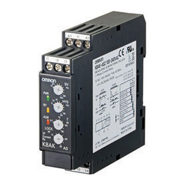 K8AKAS324VACDC OMRON RELAYMonitoring relay 22.5mm wide, Single pha se over or under current 10 to 200A AC ( External CT required), One SPDT
