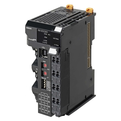 NXECC201 OMRON NX Series EtherCAT Coupler, 2 Ports, 250 usCycle Time, 63 I/O Units, Max I/O Current 4 A, Scr ewless Push-in Connector, Delivered with End Cover