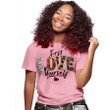 First Love Yourself Animal Print Tee: (7 Colors)
