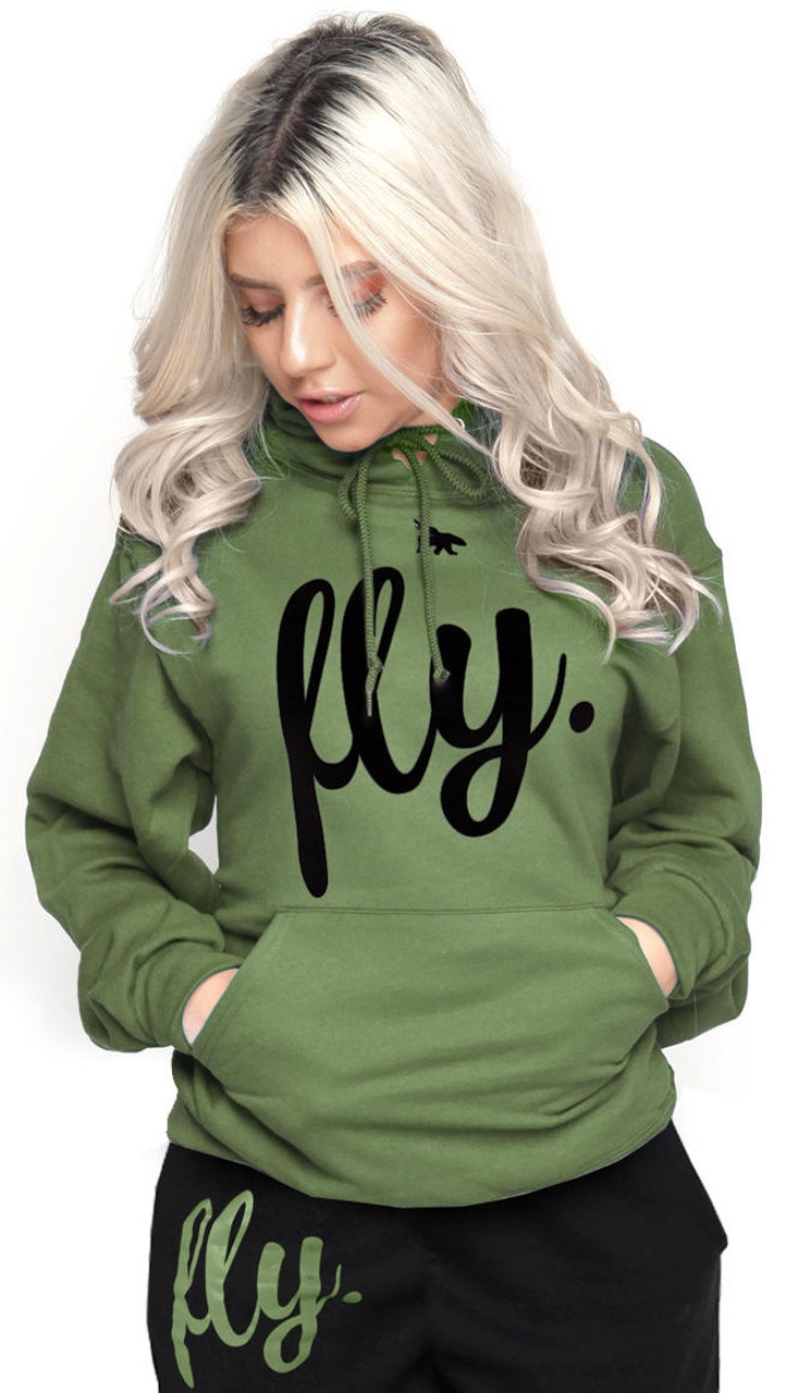 First Love Yourself (Fly.) Comfy Hoodie Outfit: Olive/Black