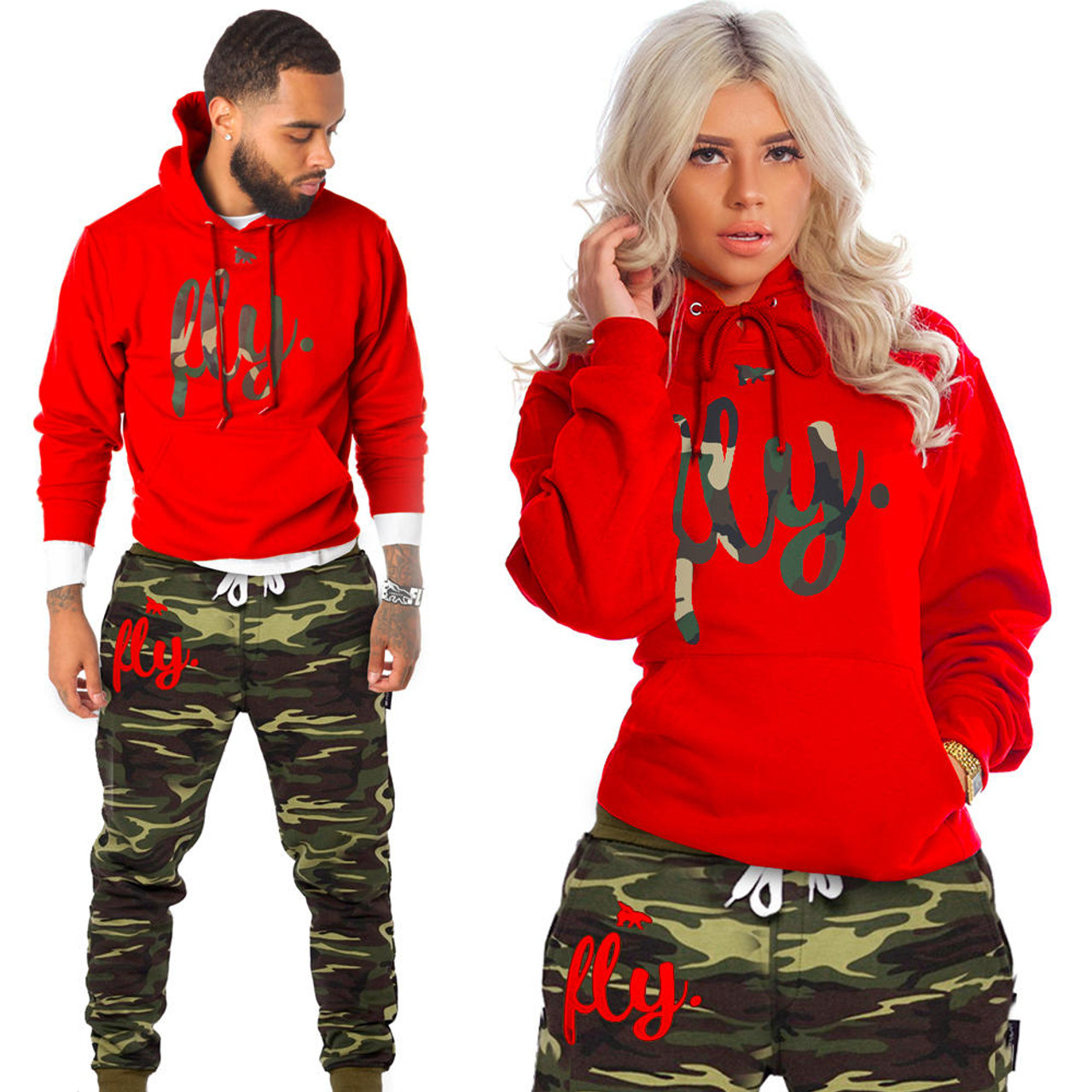 First Love Yourself (fly.) Camo Joggers Red Print - ShopFlyBrands