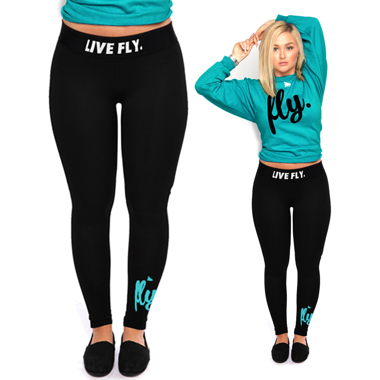 Live Fly Legging & Crew Outfit: Classic Teal - ShopFlyBrands