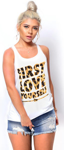 FLY - First Love Yourself Leopard Tank White