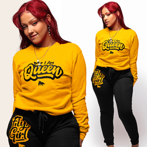 I Am Queen Fly Girl Crew Outfit: Pure Gold/Black