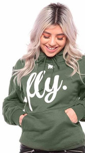 LOVE MYSELF CLOTHES First Love Yourself Fly Comfy Hoodie Military Green/White Print