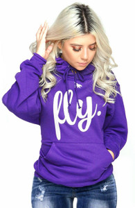 LOVE MYSELF CLOTHES FIRST LOVE YOURSELF FLY COMFORT HOODIE PURPLE/White Print