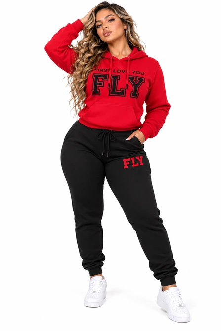 FLY State Hoodie Set – Fierce Red Edition