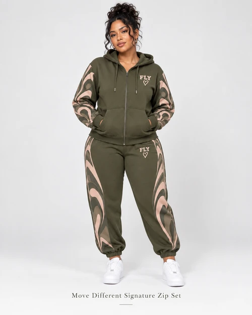 Move Different Signature Zip Set – Olive / Sand / Moss