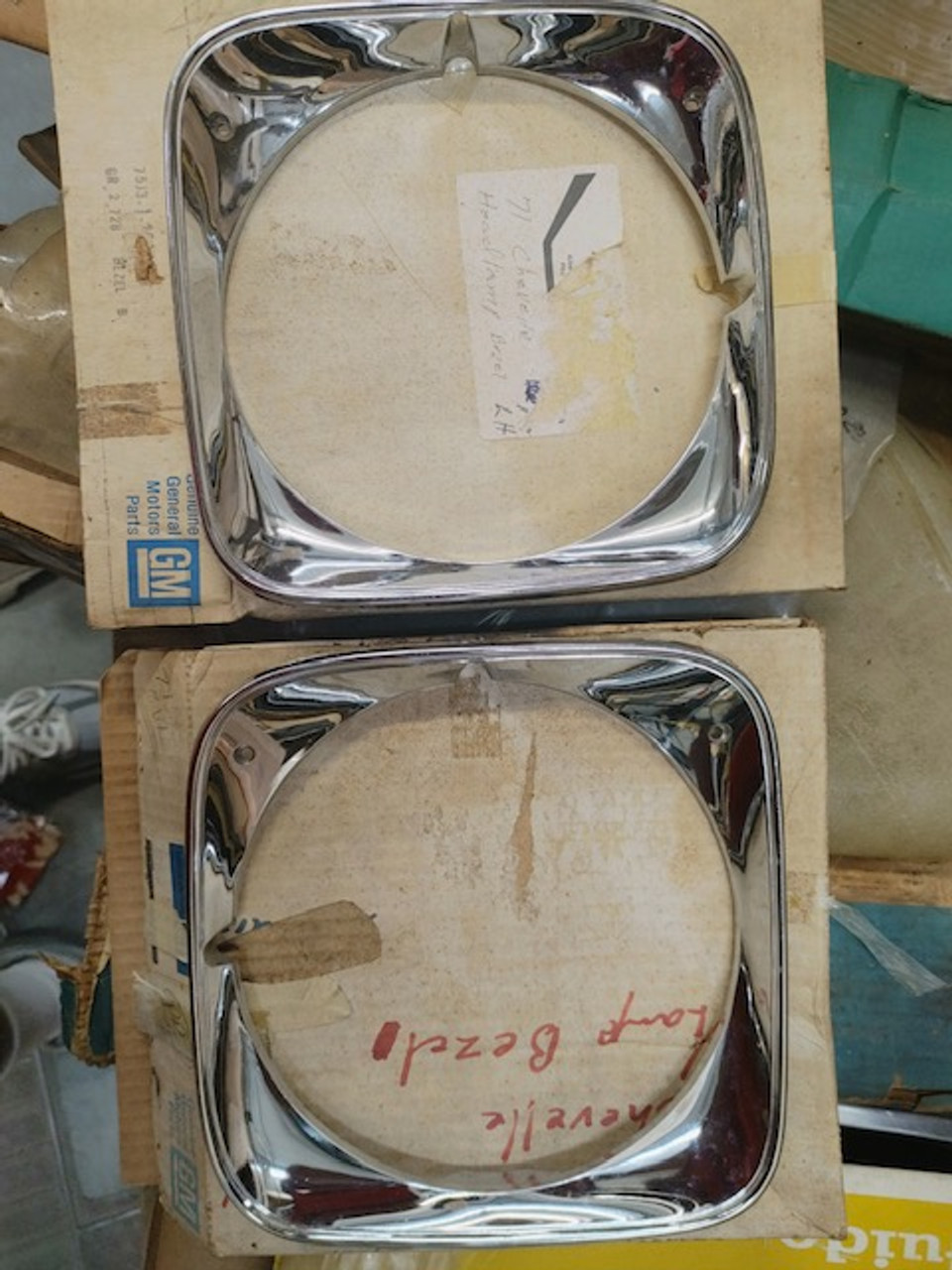 1971 NOS Chevelle or El Camino Headlight Bezels (pair)