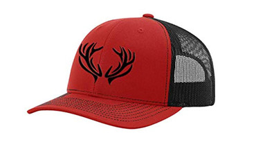 Heritage Pride Men's 3D Embroidered Deer Antlers Mesh Back Trucker Hat, Red/Black