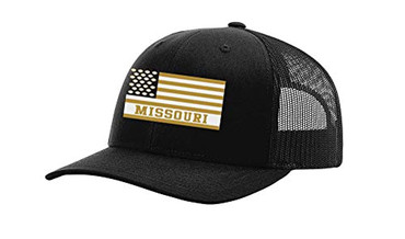 Missouri Football Team Colors American Flag Football Team Flag Trucker, Black/Black