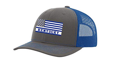 Kentucky Football Team Colors American Flag Football Team Flag Trucker, Charcoal/Royal