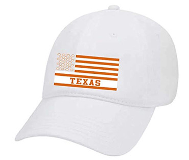 Texas Football Team Colors American Flag Football Team Flag Twill Dad Hat With Metal Buckle Back, Orange/White