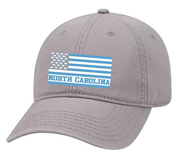 North Carolina Football Team Colors American Flag Football Team Flag Twill Dad Hat With Metal Buckle Back, Light Grey