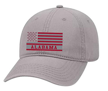 College Football Team Color Dad Hat, Alabama, Crimson/Light Grey