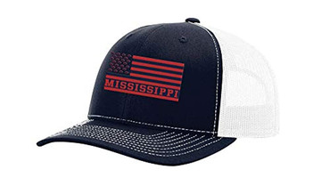 Mississippi Football Team Colors American Flag Football Team Flag Trucker, Black/White