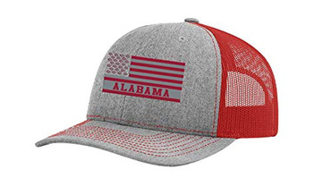 Football Team Colors American Flag Football Team Flag Trucker, Alabama, Heather Grey/Crimson