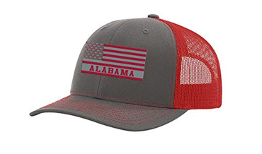 Football Team Colors American Flag Football Team Flag Trucker, Alabama, Charcoal/Crimson