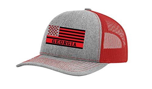 Georgia College Football Team Color Trucker, Heather Grey/Red