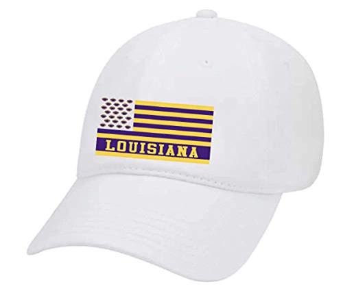 Louisiana Football Team Colors American Flag Football Team Flag Twill Dad Hat With Metal Buckle Back, White