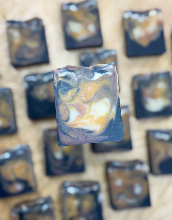 Autumn Smoke | Charcoal Swirl Soap with Ginger + Black Pepper