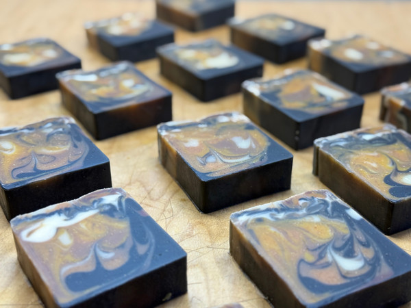 Autumn Smoke | Charcoal Swirl Soap with Ginger + Black Pepper