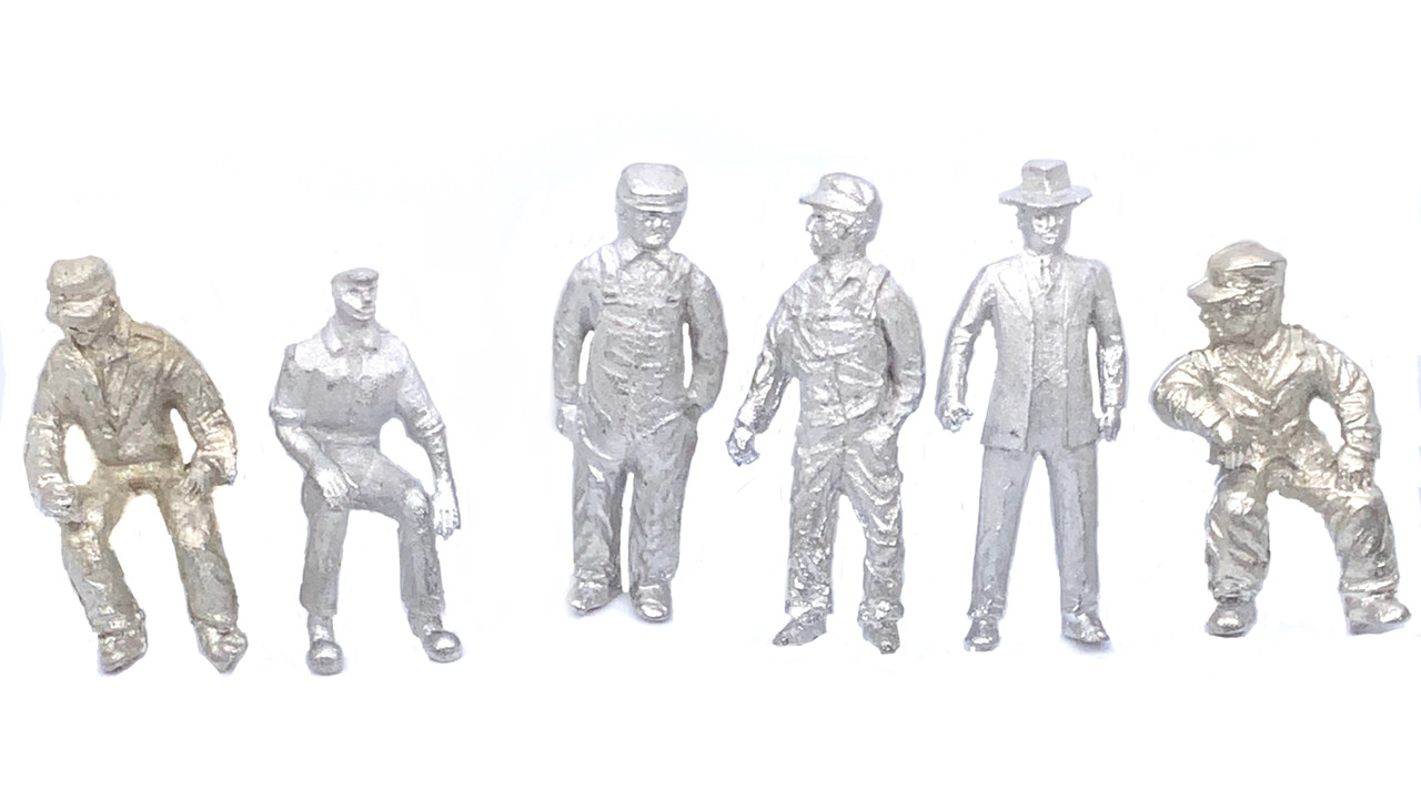 48-1001 6 PC Railroad Crew Figure Set O Scale FKA Keil Line Engineer Yard Worker