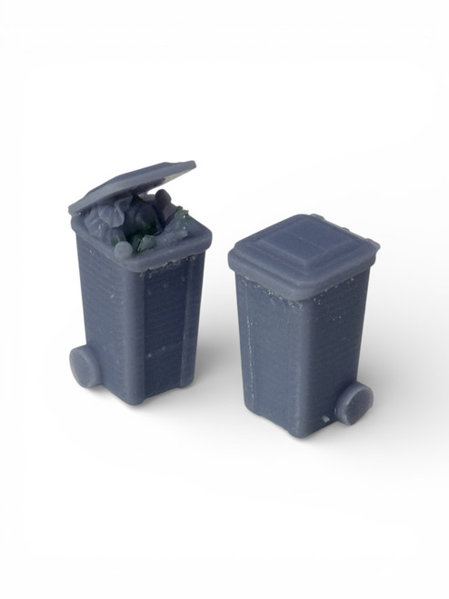 77-1002 Modern Garbage Trash Can Set 1 open with trash 1- closed