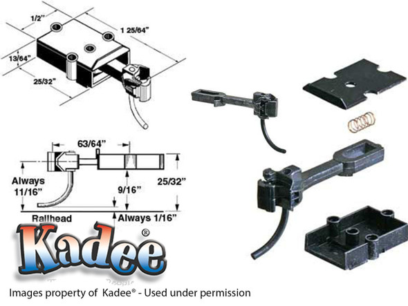 746 Kadee® O Scale Long Centerset Shank Plastic Coupler 2 / 3 rail Brass PLastic