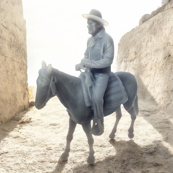 77-1018 Cowboy on horse #4 very detailed 3D printed O Scale