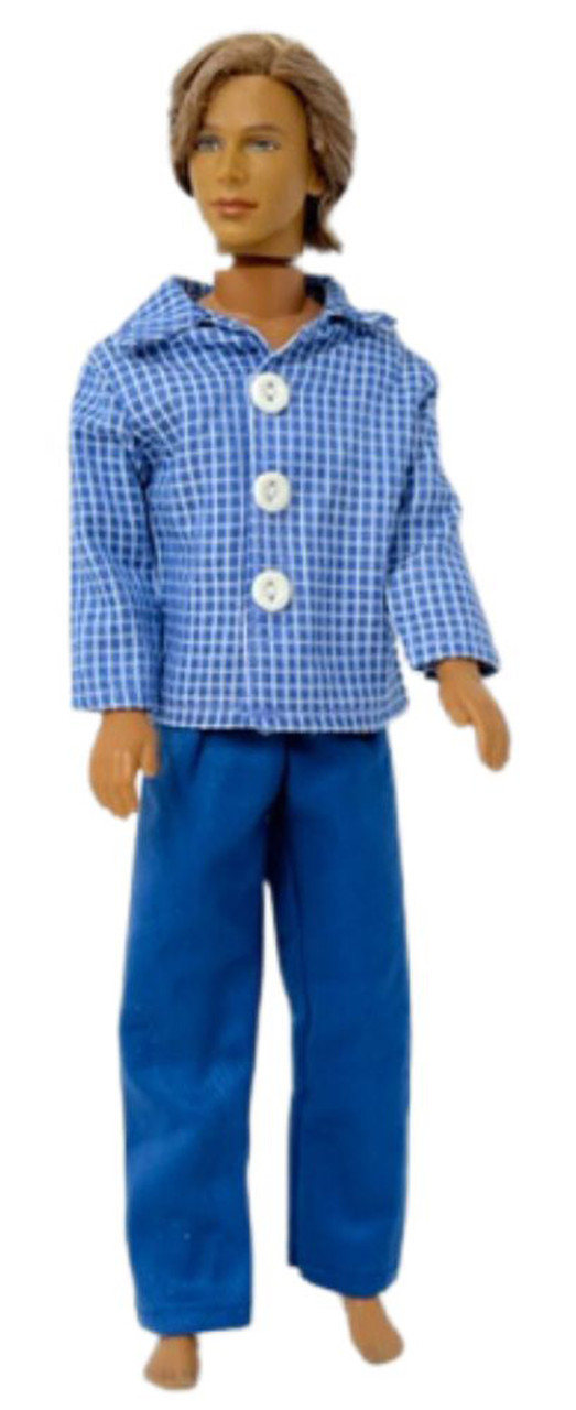 1:12 Scale Male Doll Clothes Long Sleeve Shirt W-denim Pants Fits