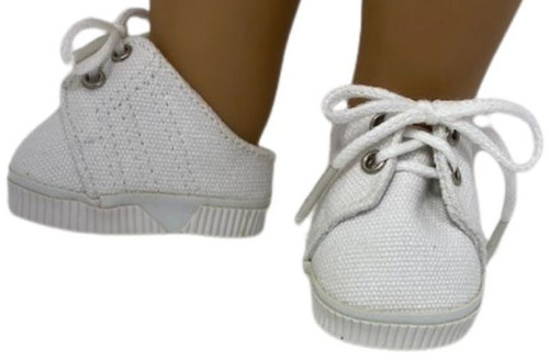 Half Back White Canvas Shoes Fit 18 Inch Girl Dolls Like Our Generation American Girl