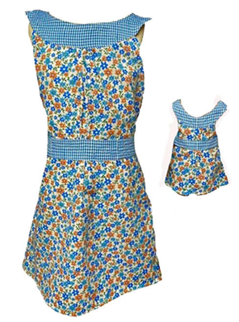 Size 14 Matching Girl And Doll Blue Flower Sundress