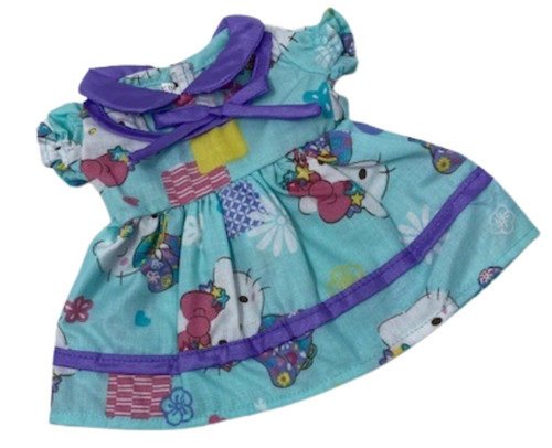 Blue Kitten Print Dress Fits 12 Inch Baby Alive And Little Baby Dolls