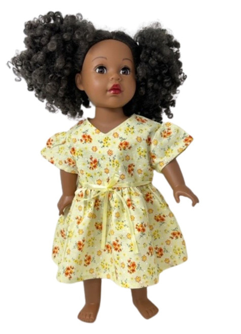 Doll Clothes Superstore Yellow Flower Dress Fits 18 Inch Girl Dolls Like American Girl, Our Generation and My Life Dolls