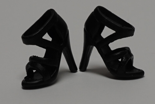 Doll Clothes Superstore Black Heels With Lots Of Straps For 11 1/2 Inch Fashion Dolls Like Barbie