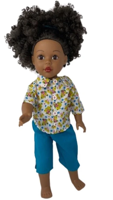 Flower Garden Shirt With Pants For 18 Inch Dolls Like American Girl