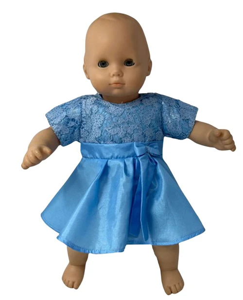 Blue Party Dress Fits 15-16 Inch Baby Dolls and Cabbage Patch Kid dolls.