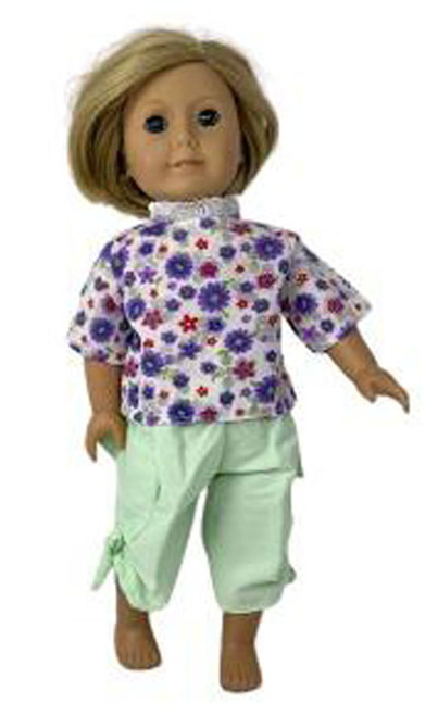 Flowers Shirt And Cargo Pants Compatible with 18 Inch Girl Dolls Like American Girl and Our Generation Dolls