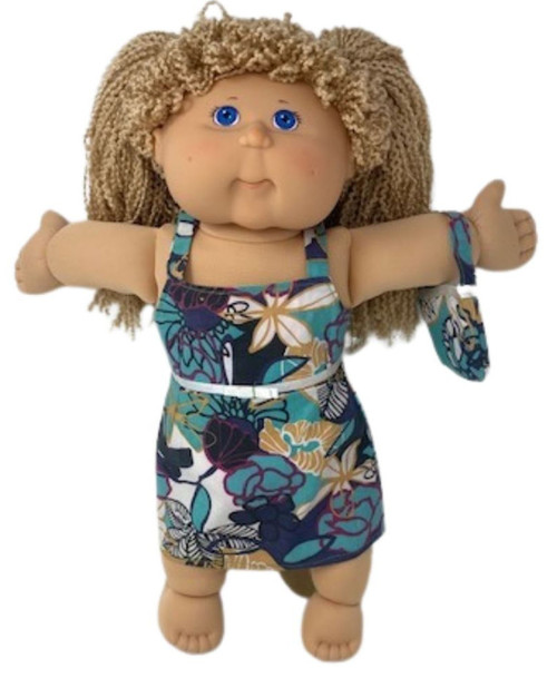 Doll Clothes Superstore Earth Tone Sundress With Purse Fits Cabbage Patch Kid Dolls