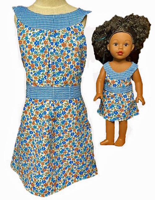 Size 10 Matching Girl And Doll Blue Flower Sundress