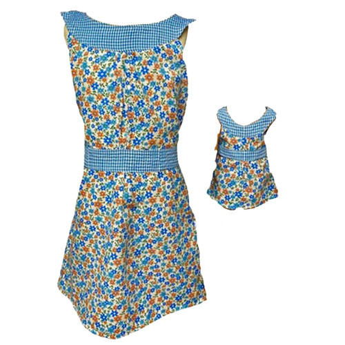 Size 10 Matching Girl And Doll Blue Flower Sundress