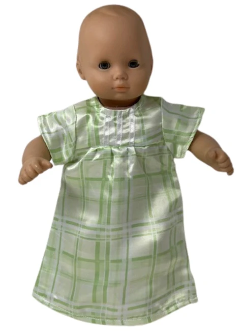 Green Satin Nightgown Compatible With 15-16 Inch Baby And Cabbage Patch Kid Dolls