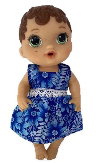 Doll Clothes Superstore Blue Flower Dress Fits Little Baby Dolls