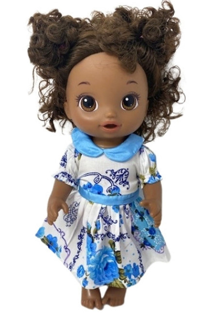 Doll Clothes Superstore Blue Floral Dress Fits Some Baby Alive And Little Baby Dolls