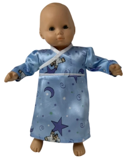 Satin Nightgown With Bear Print Fits 15-16 Inch Baby Dolls