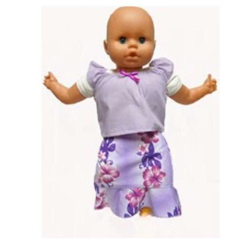 Orchid Print Skirt And Blouse Fits 18-21 Inch Baby Or Girl Dolls