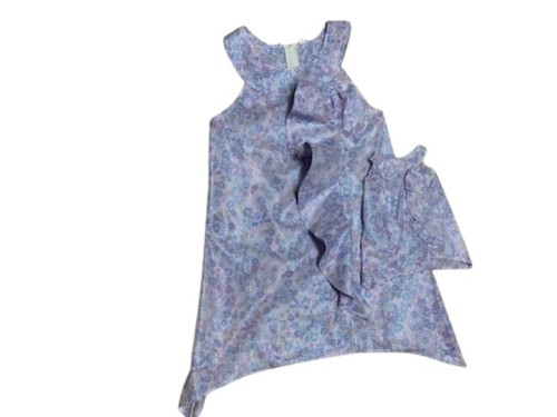 Size 12 Matching Girl And Doll Ruffle Trim Dress